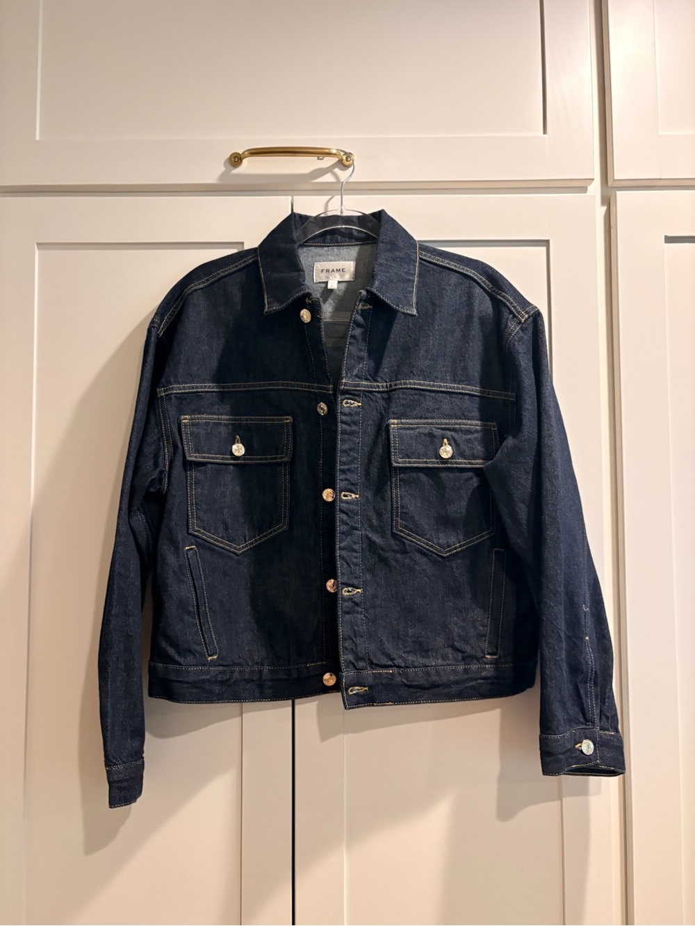 Frame Denim Navy Indigo Trucker Jean Jacket